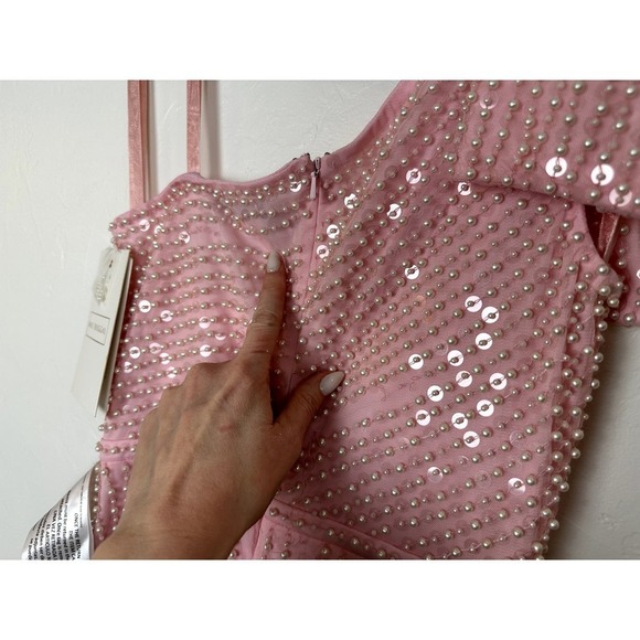 NWT Mac Duggal 93735 Pink One Shoulder (Missing Jewels) sz 4 - Picture 8 of 13